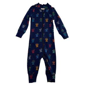 HANNA Andersson Navy Blue Hanukkah Holiday Menorah Sleeper 6-12 Mos